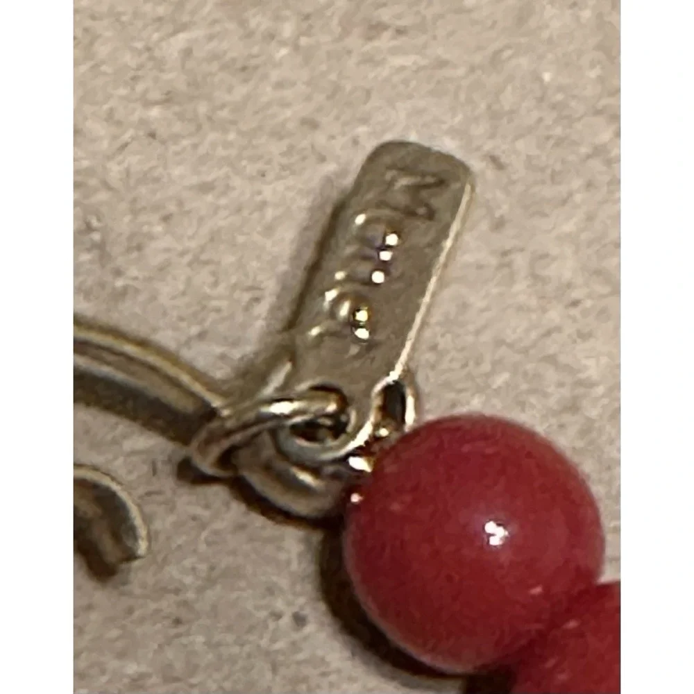 Vintage Monet Red Plastic Necklace Crescent Moon Design